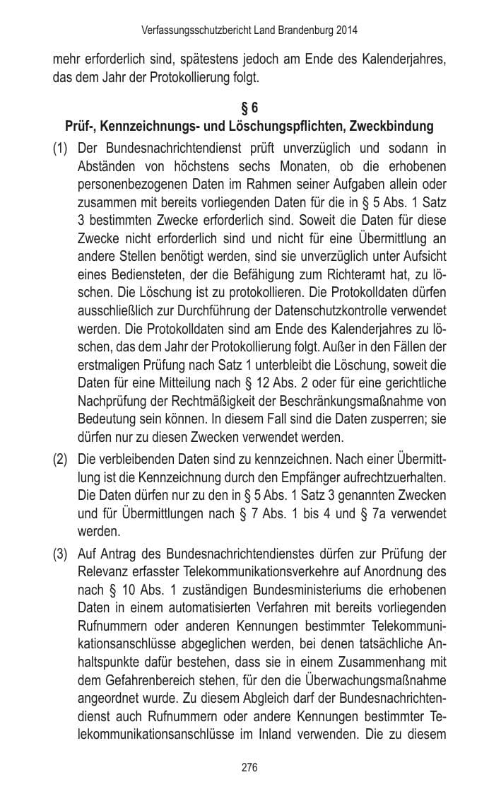 Seite 278 des Verfassungsschutzbericht 2014 Brandenburg