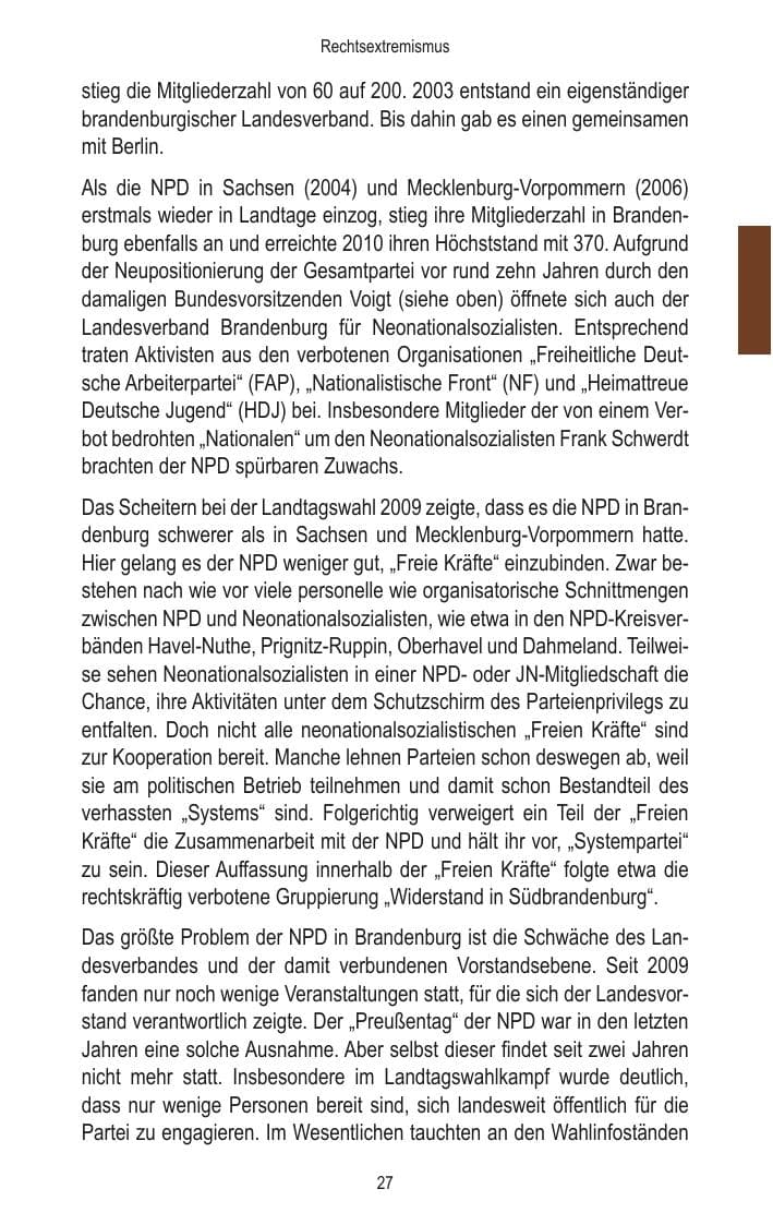 Seite 29 des Verfassungsschutzbericht 2014 Brandenburg