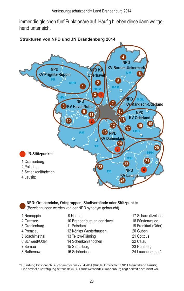 Seite 30 des Verfassungsschutzbericht 2014 Brandenburg