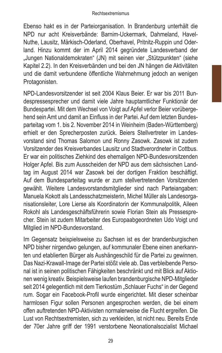 Seite 31 des Verfassungsschutzbericht 2014 Brandenburg