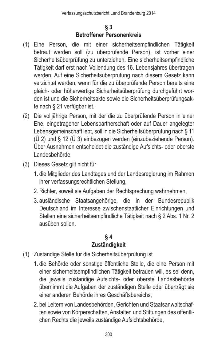 Seite 302 des Verfassungsschutzbericht 2014 Brandenburg