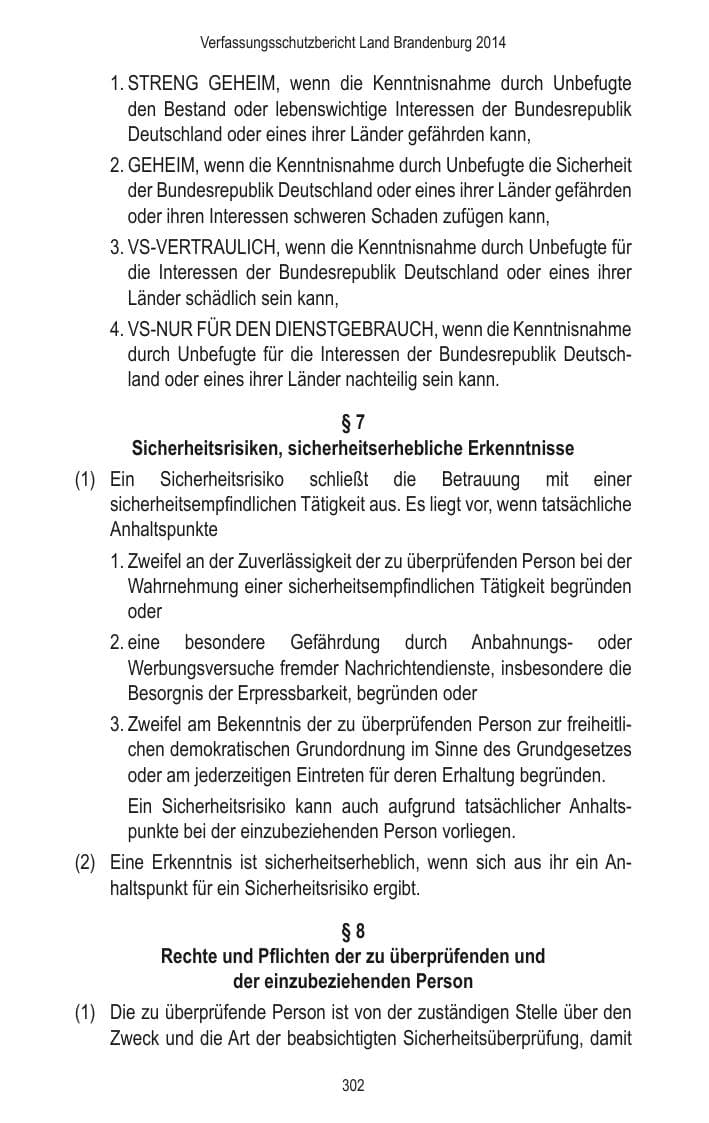 Seite 304 des Verfassungsschutzbericht 2014 Brandenburg