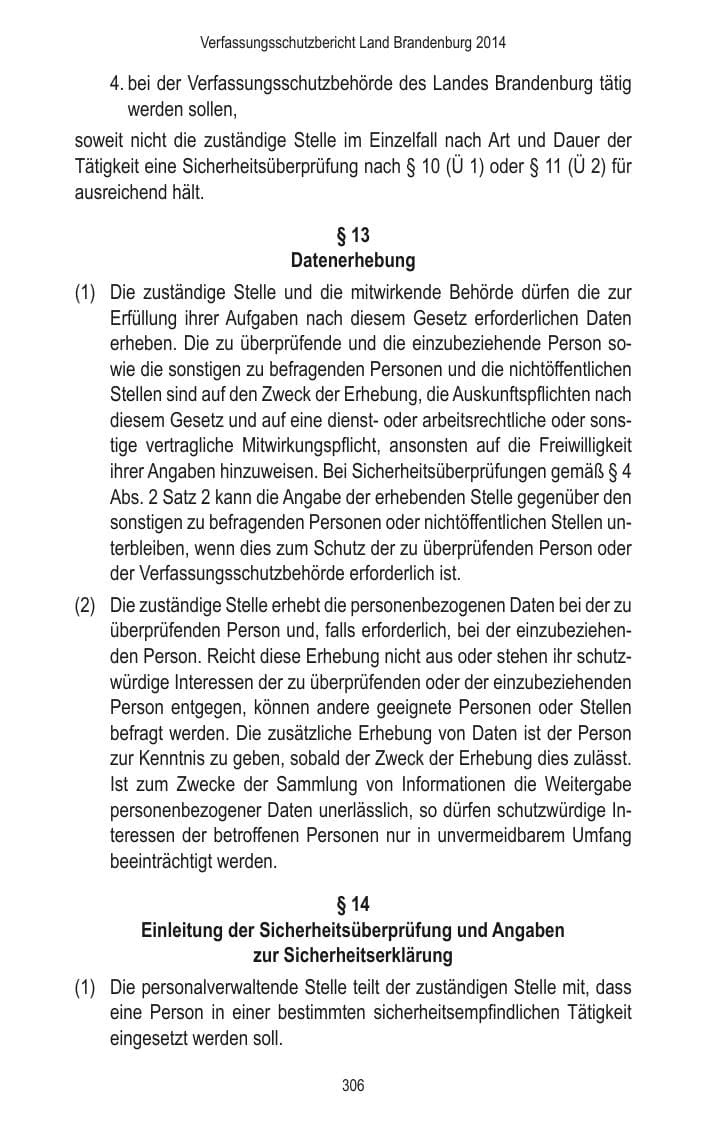 Seite 308 des Verfassungsschutzbericht 2014 Brandenburg
