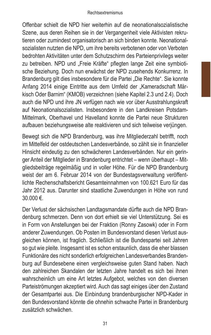 Seite 33 des Verfassungsschutzbericht 2014 Brandenburg