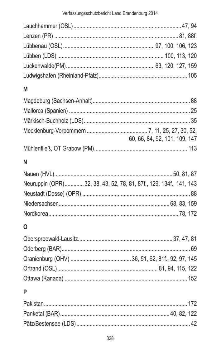 Seite 330 des Verfassungsschutzbericht 2014 Brandenburg