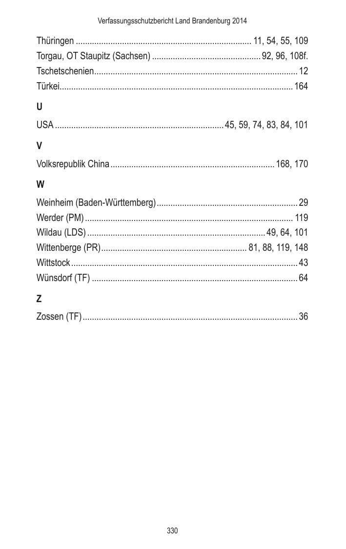 Seite 332 des Verfassungsschutzbericht 2014 Brandenburg
