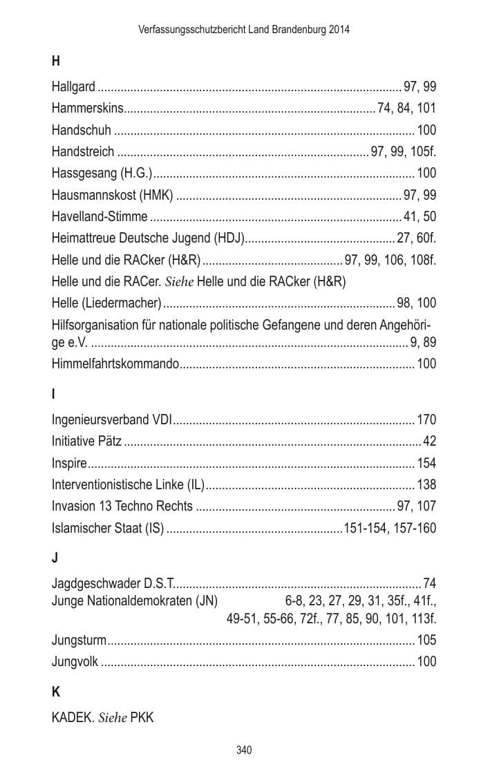 Seite 342 des Verfassungsschutzbericht 2014 Brandenburg