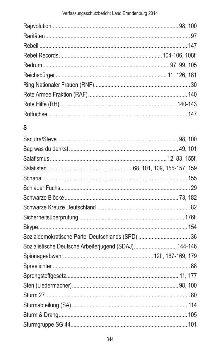 Seite 346 des Verfassungsschutzbericht 2014 Brandenburg