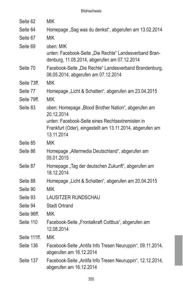 Seite 357 des Verfassungsschutzbericht 2014 Brandenburg