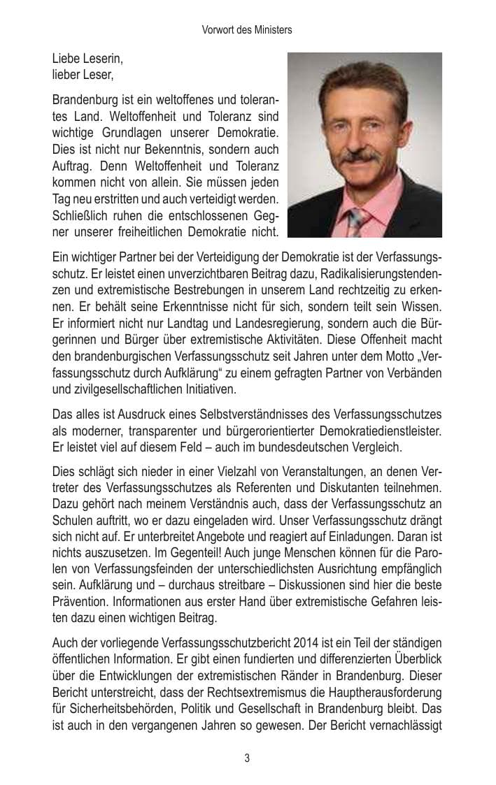 Seite 5 des Verfassungsschutzbericht 2014 Brandenburg