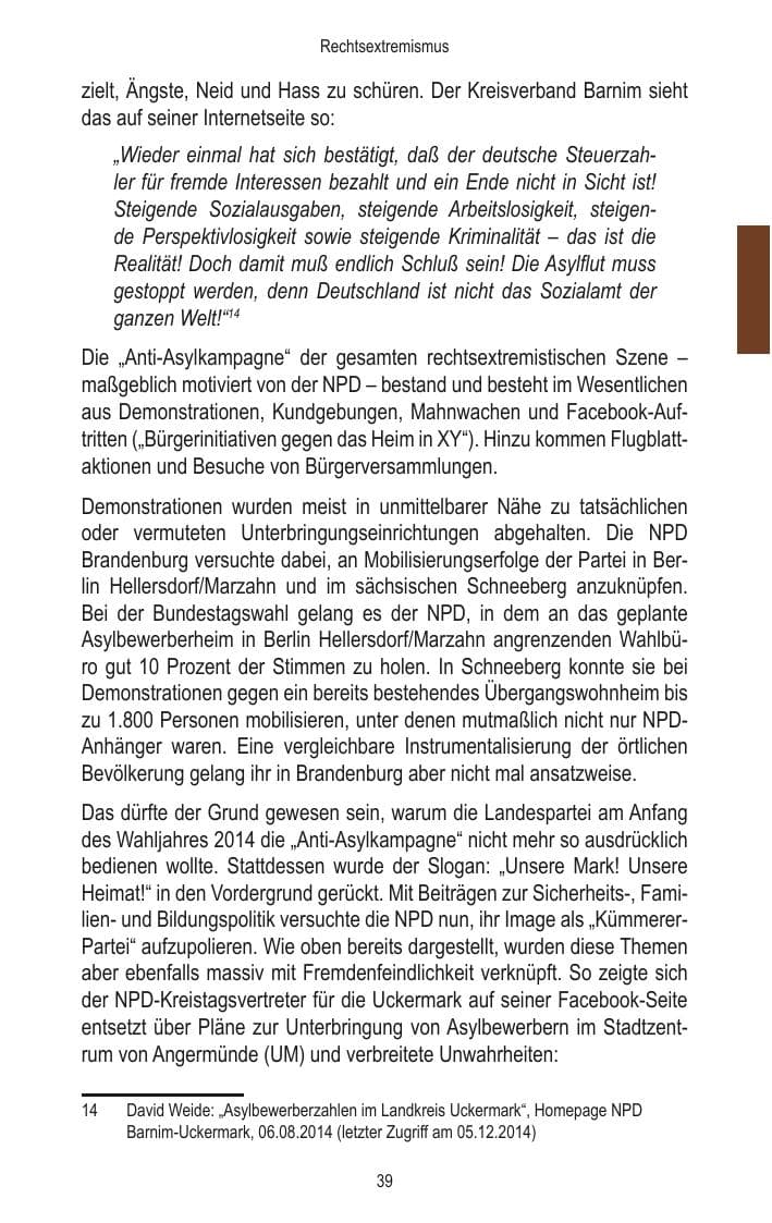 Seite 41 des Verfassungsschutzbericht 2014 Brandenburg