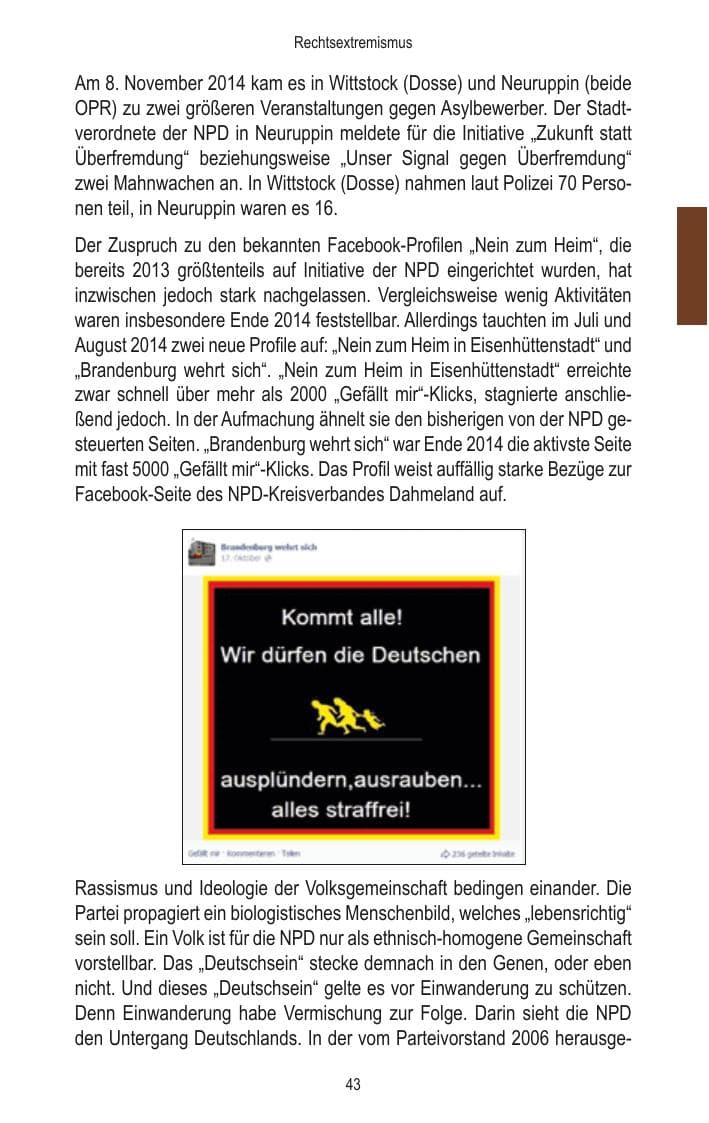 Seite 45 des Verfassungsschutzbericht 2014 Brandenburg