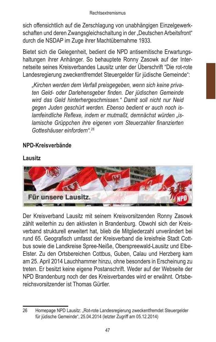 Seite 49 des Verfassungsschutzbericht 2014 Brandenburg