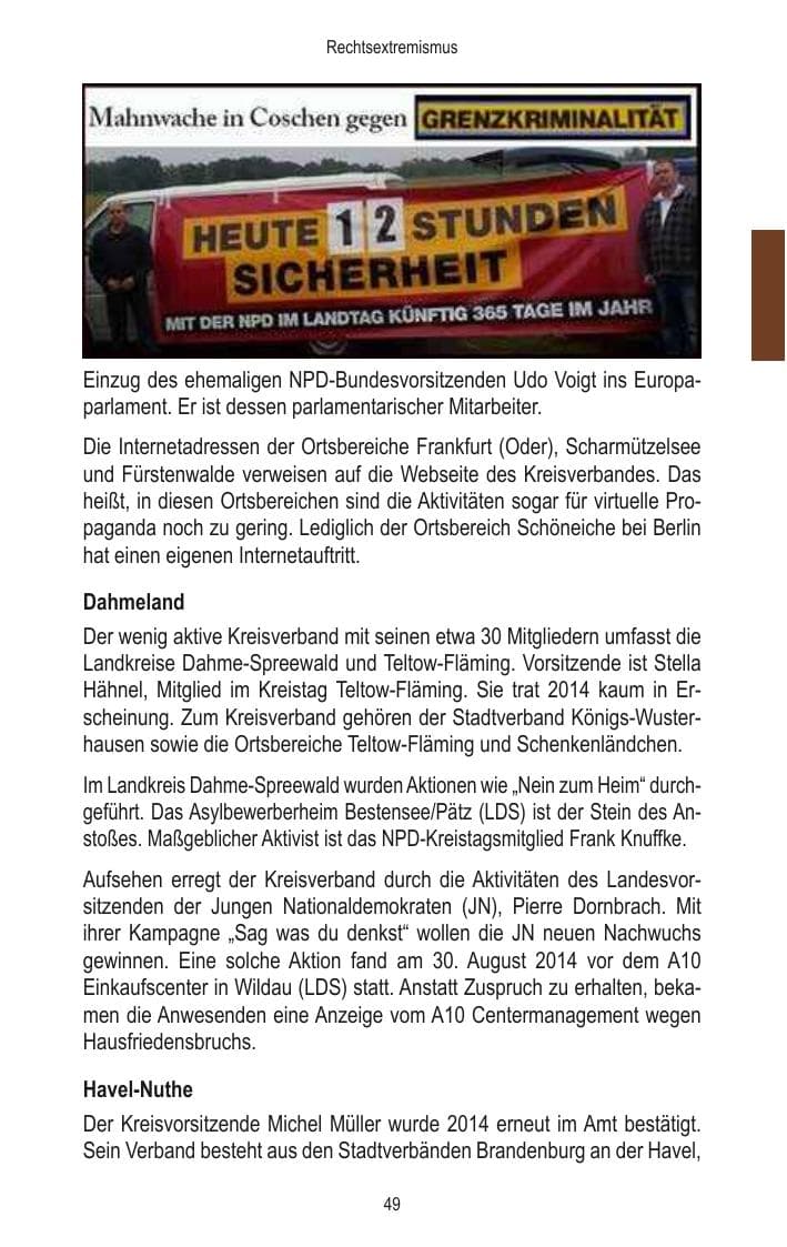 Seite 51 des Verfassungsschutzbericht 2014 Brandenburg