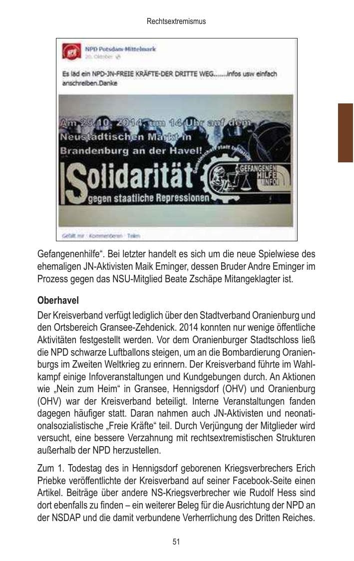 Seite 53 des Verfassungsschutzbericht 2014 Brandenburg