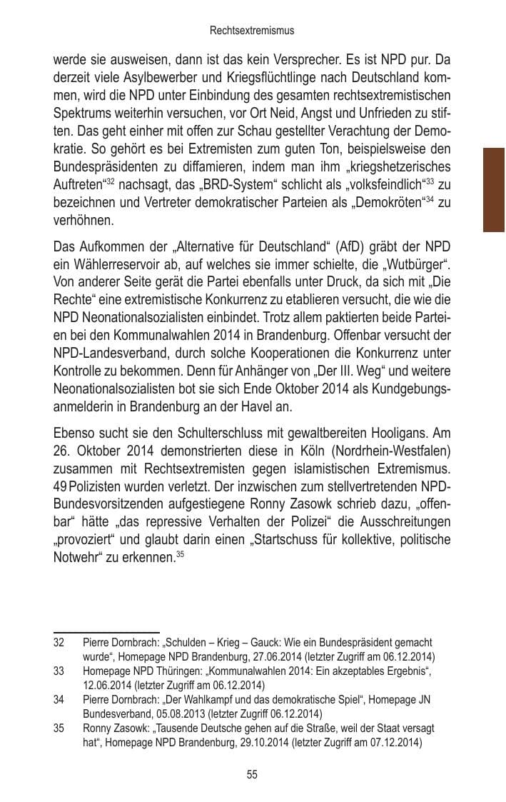 Seite 57 des Verfassungsschutzbericht 2014 Brandenburg