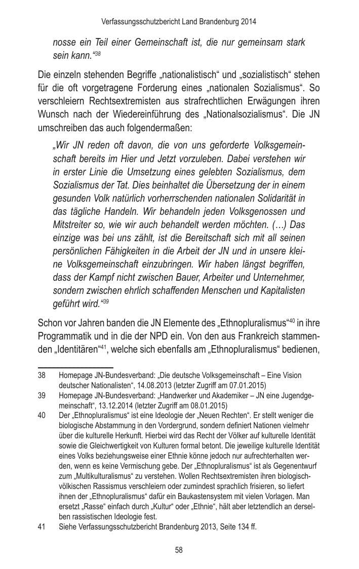 Seite 60 des Verfassungsschutzbericht 2014 Brandenburg