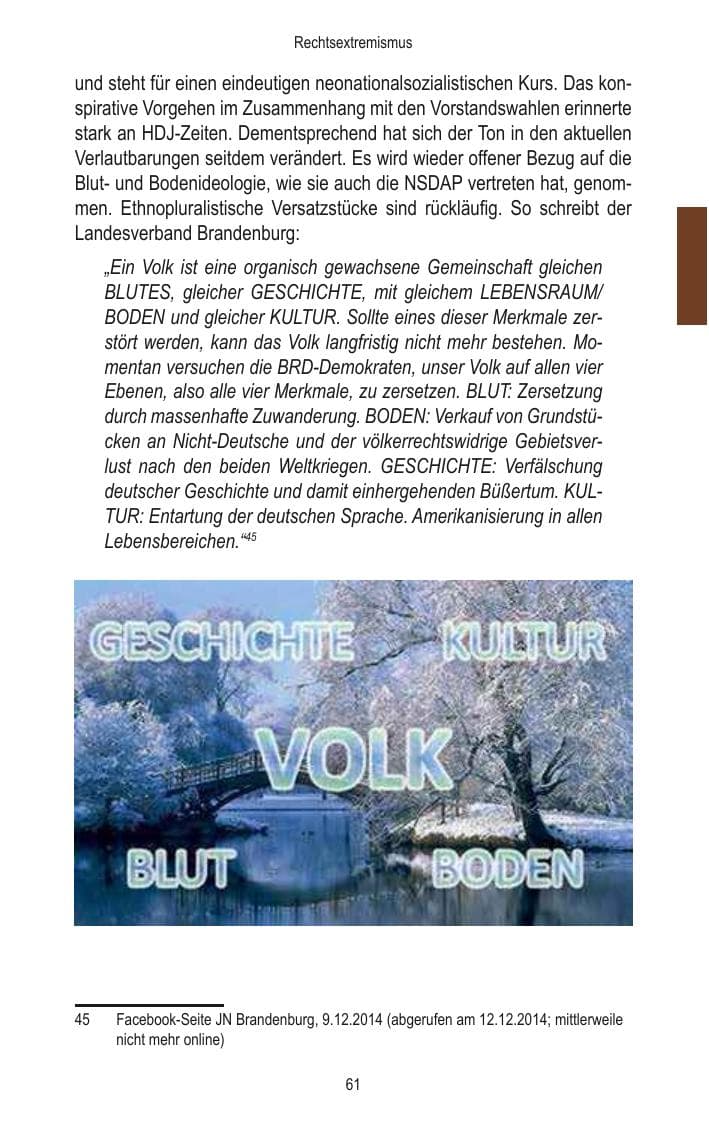 Seite 63 des Verfassungsschutzbericht 2014 Brandenburg