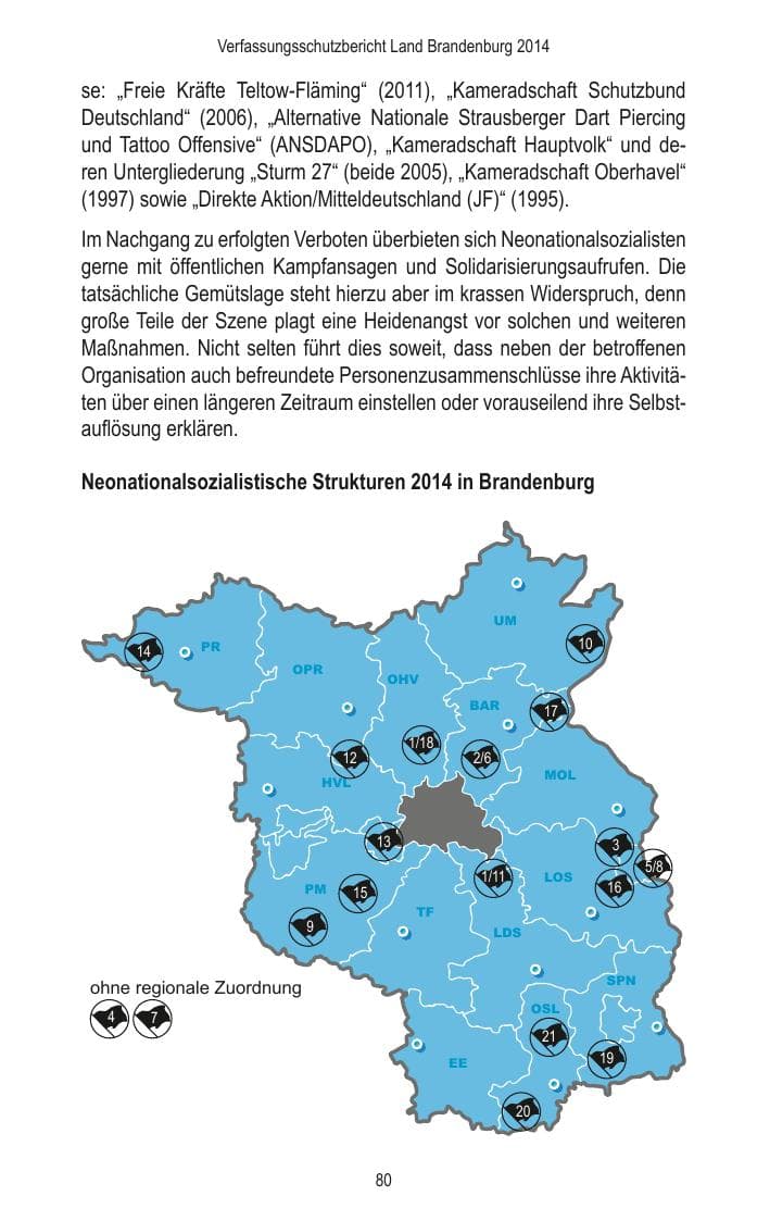 Seite 82 des Verfassungsschutzbericht 2014 Brandenburg
