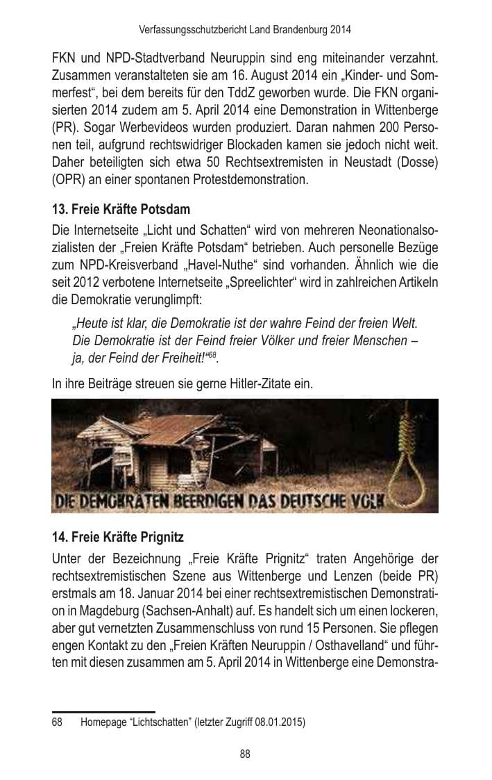 Seite 90 des Verfassungsschutzbericht 2014 Brandenburg