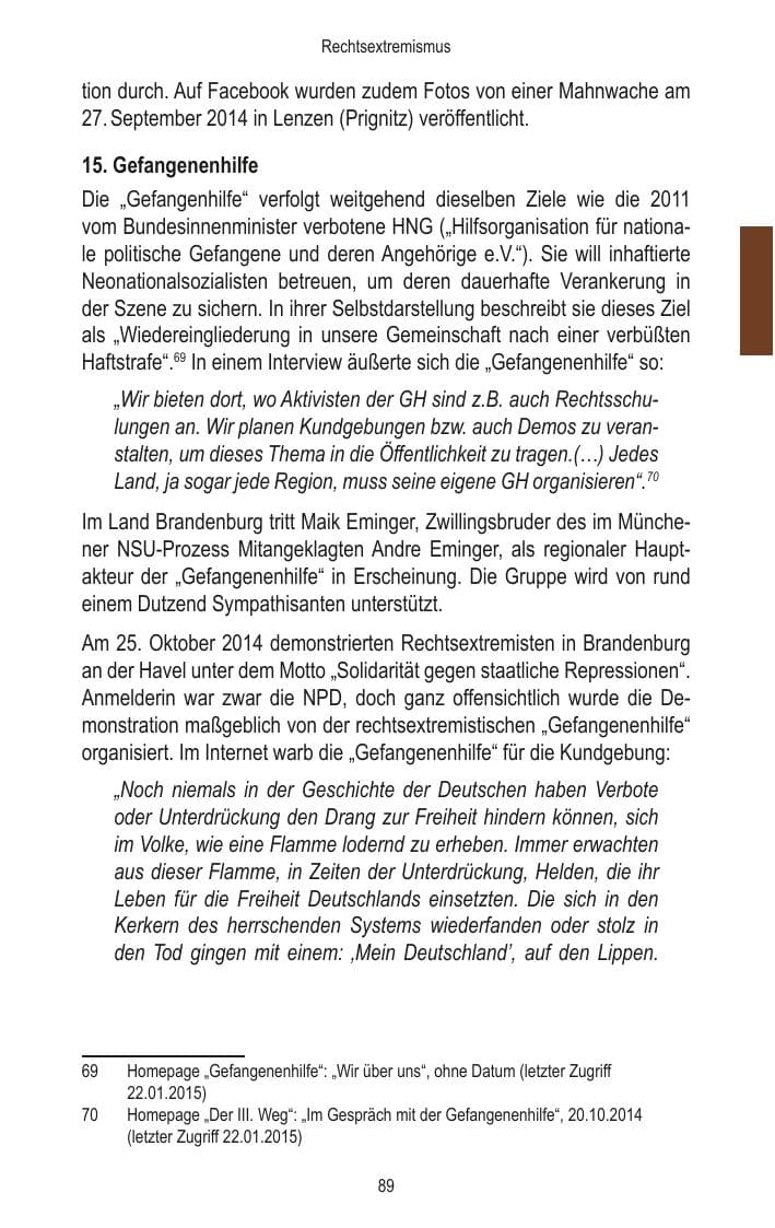 Seite 91 des Verfassungsschutzbericht 2014 Brandenburg