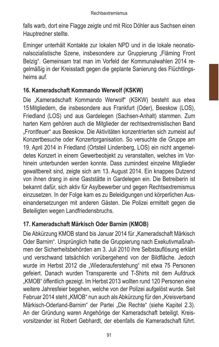 Seite 93 des Verfassungsschutzbericht 2014 Brandenburg