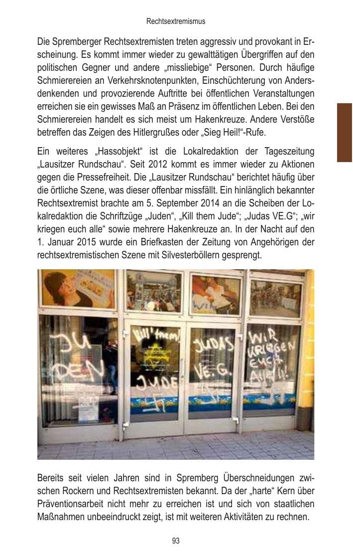 Seite 95 des Verfassungsschutzbericht 2014 Brandenburg