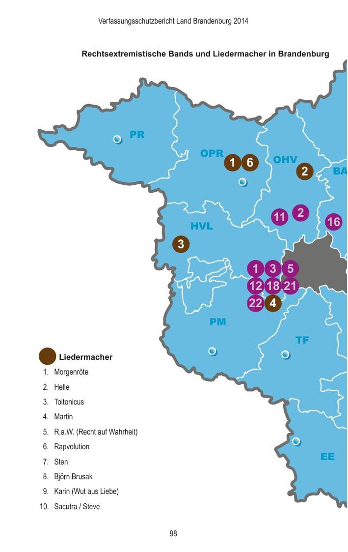 Seite 100 des Verfassungsschutzbericht 2014 Brandenburg