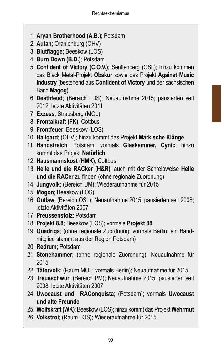 Seite 101 des Verfassungsschutzbericht 2015 Brandenburg