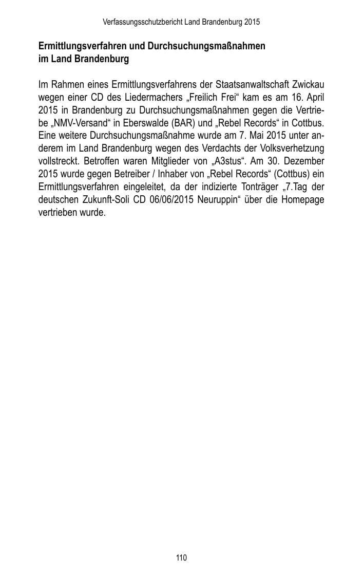 Seite 112 des Verfassungsschutzbericht 2015 Brandenburg