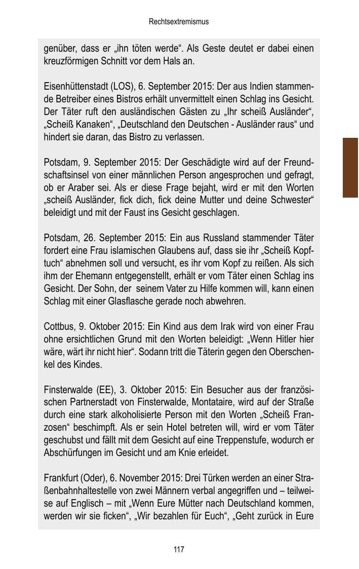 Seite 119 des Verfassungsschutzbericht 2015 Brandenburg