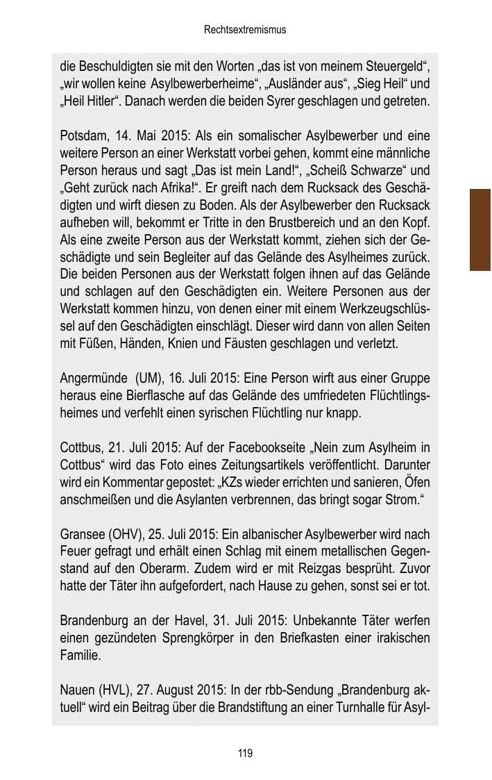 Seite 121 des Verfassungsschutzbericht 2015 Brandenburg