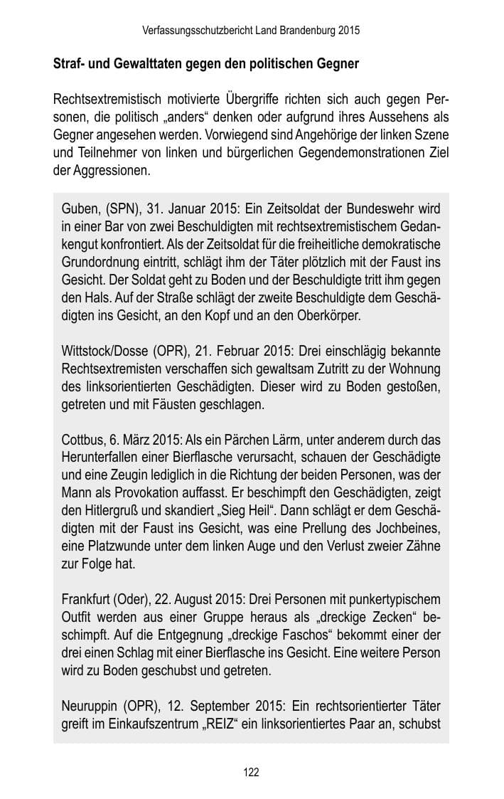 Seite 124 des Verfassungsschutzbericht 2015 Brandenburg