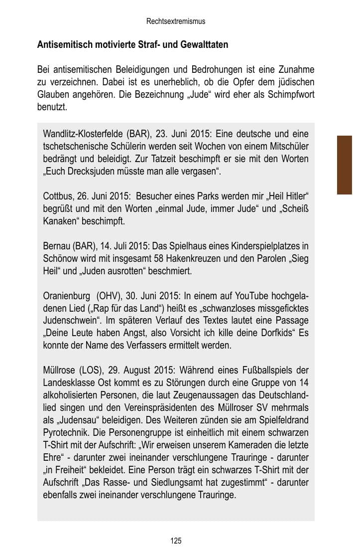 Seite 127 des Verfassungsschutzbericht 2015 Brandenburg