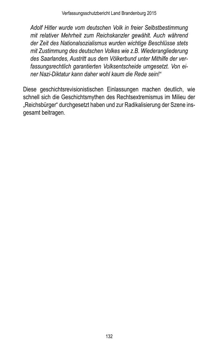 Seite 134 des Verfassungsschutzbericht 2015 Brandenburg