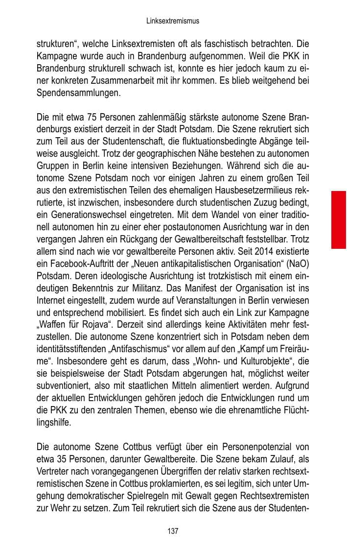 Seite 139 des Verfassungsschutzbericht 2015 Brandenburg