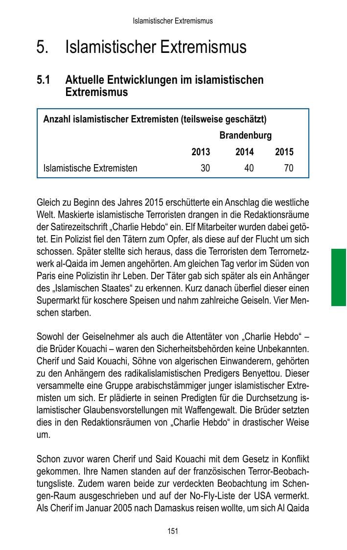 Seite 153 des Verfassungsschutzbericht 2015 Brandenburg