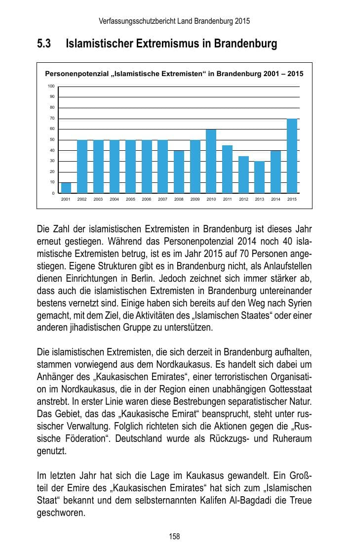 Seite 160 des Verfassungsschutzbericht 2015 Brandenburg