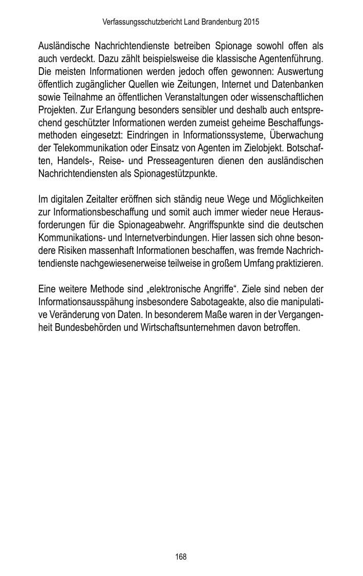 Seite 170 des Verfassungsschutzbericht 2015 Brandenburg