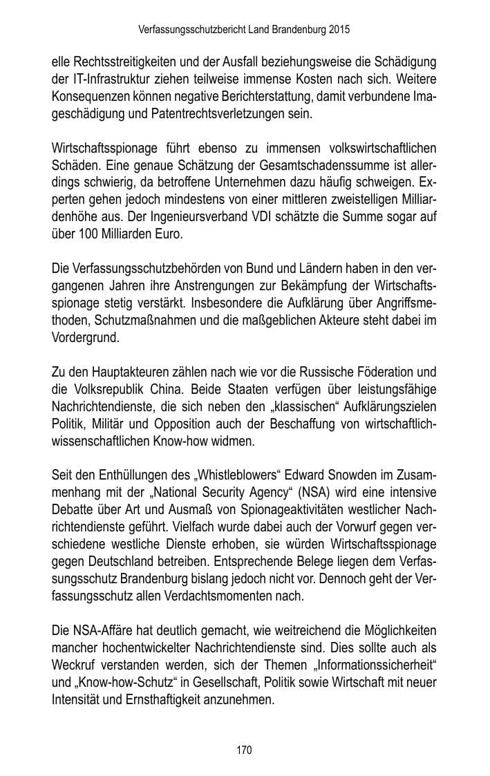 Seite 172 des Verfassungsschutzbericht 2015 Brandenburg
