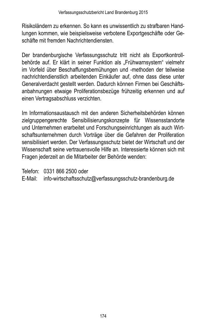 Seite 176 des Verfassungsschutzbericht 2015 Brandenburg