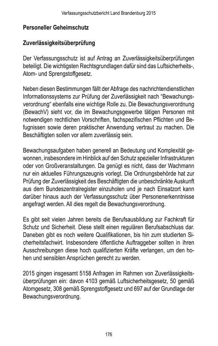 Seite 178 des Verfassungsschutzbericht 2015 Brandenburg