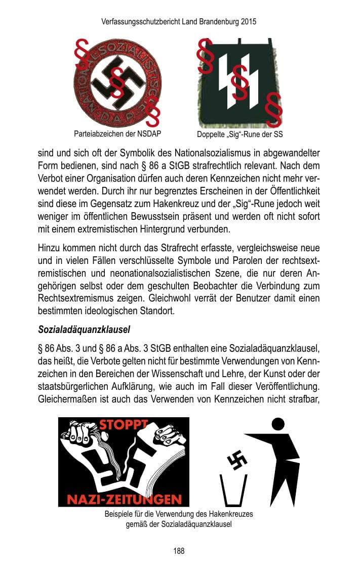 Seite 190 des Verfassungsschutzbericht 2015 Brandenburg