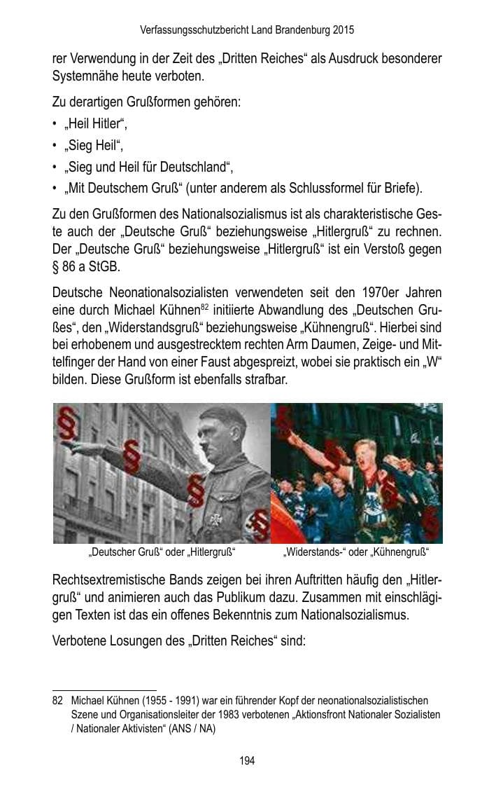 Seite 196 des Verfassungsschutzbericht 2015 Brandenburg