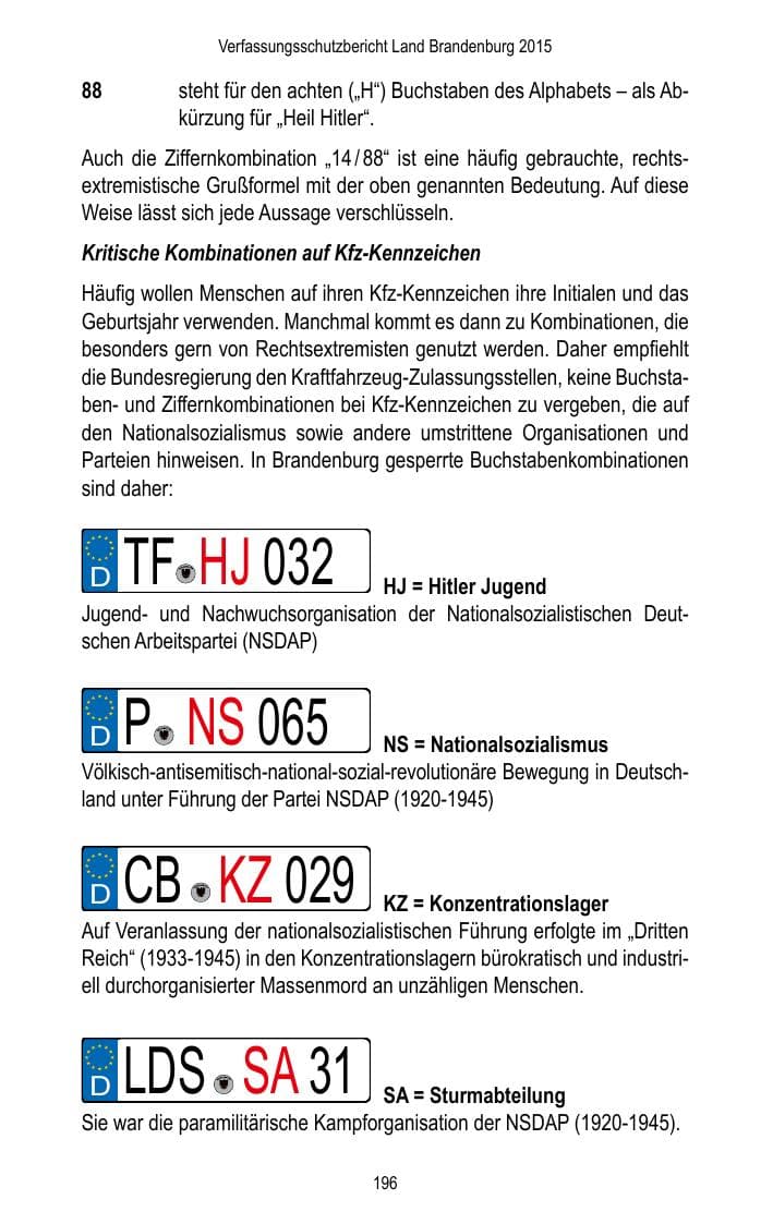 Seite 198 des Verfassungsschutzbericht 2015 Brandenburg