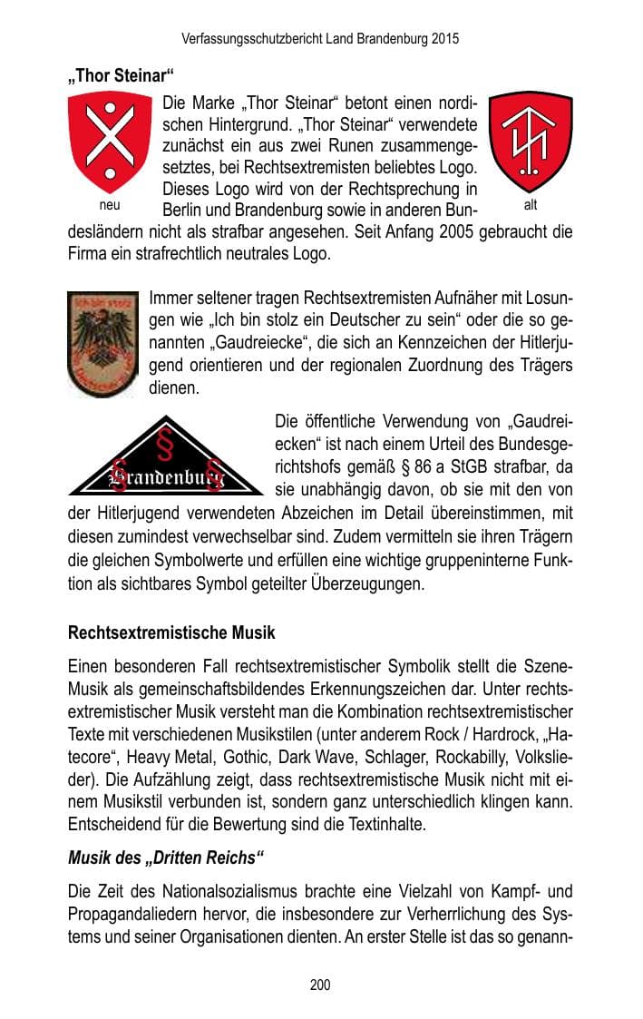 Seite 202 des Verfassungsschutzbericht 2015 Brandenburg