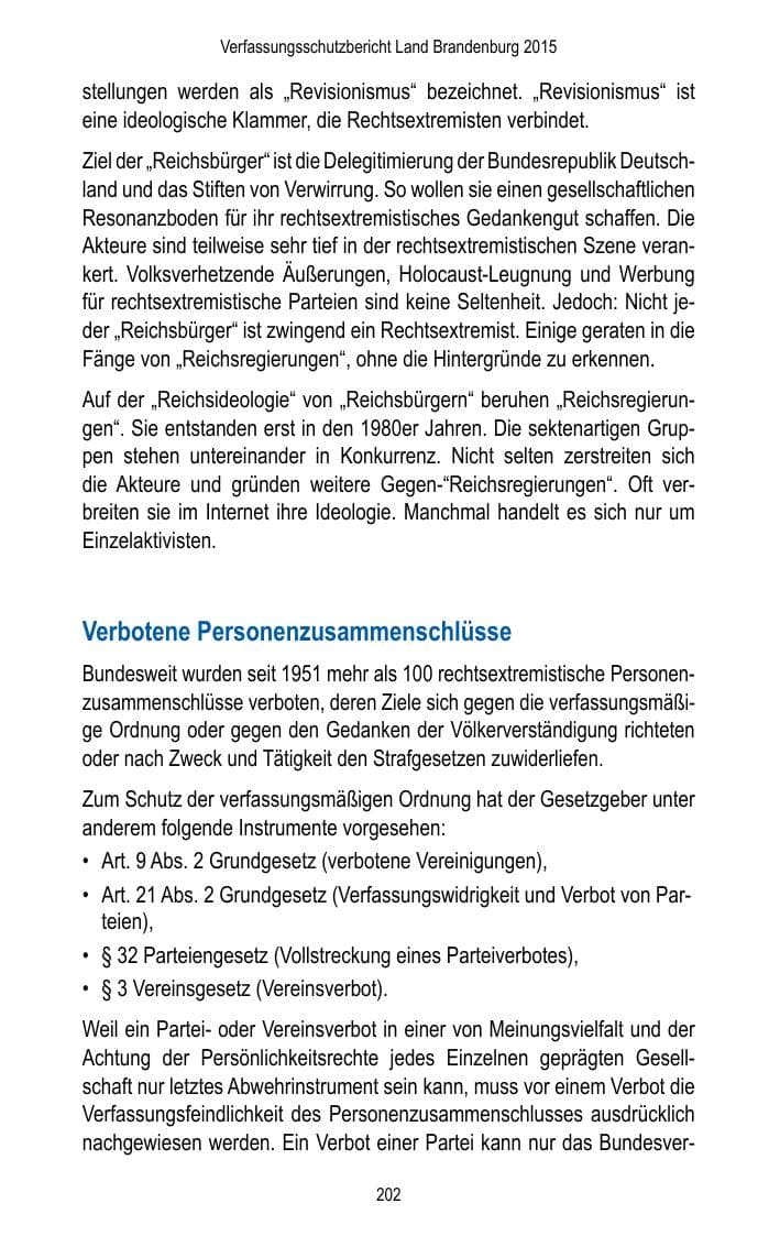 Seite 204 des Verfassungsschutzbericht 2015 Brandenburg