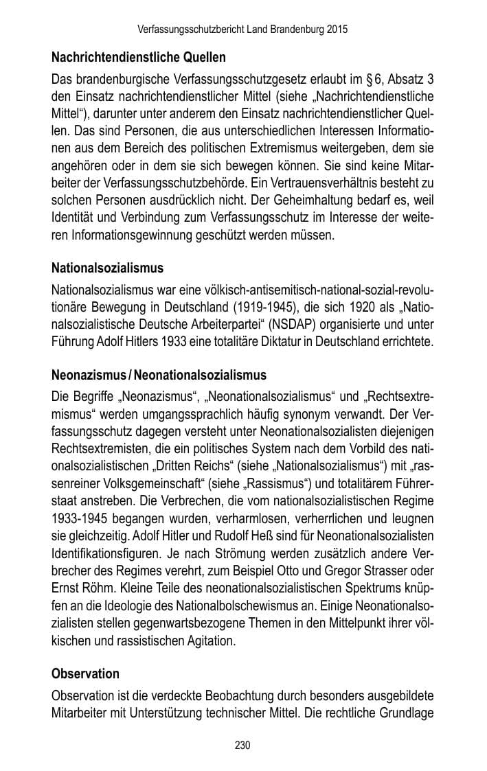 Seite 232 des Verfassungsschutzbericht 2015 Brandenburg