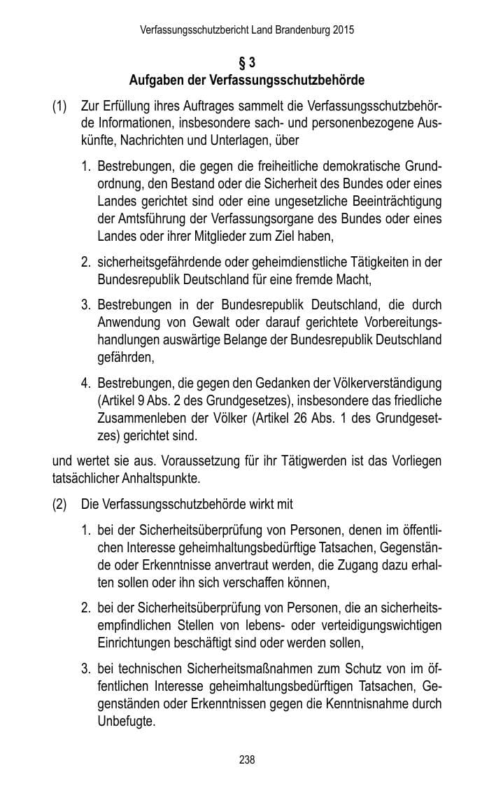 Seite 240 des Verfassungsschutzbericht 2015 Brandenburg