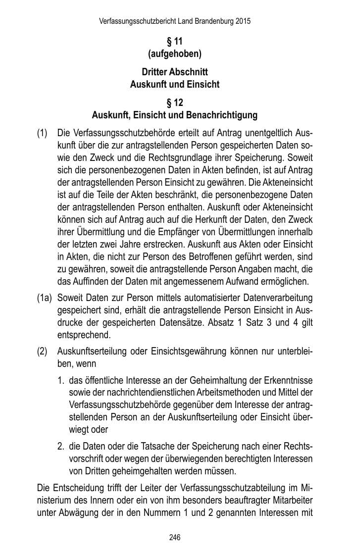 Seite 248 des Verfassungsschutzbericht 2015 Brandenburg
